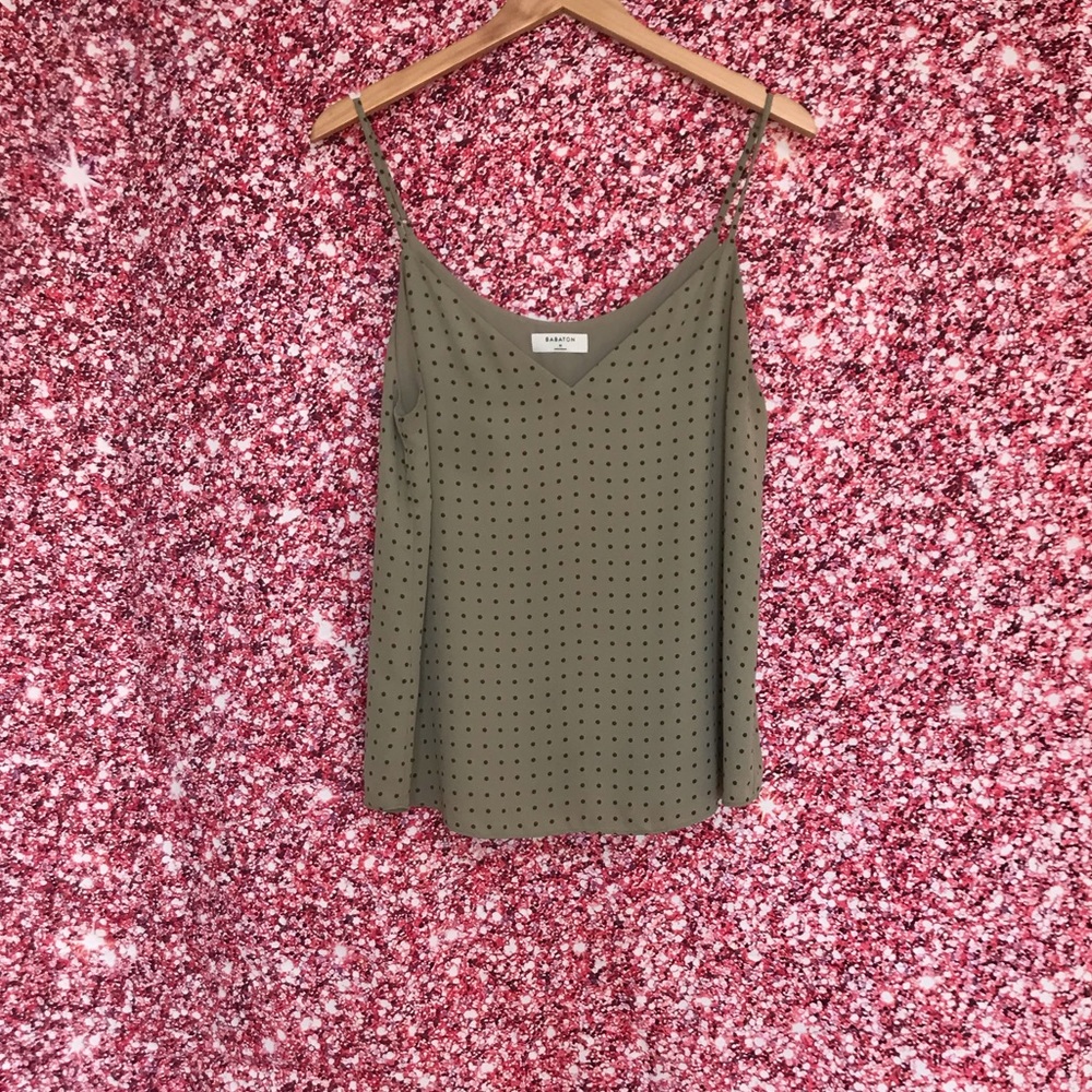 Babaton Olive Green Eyelet Silk Camisole
